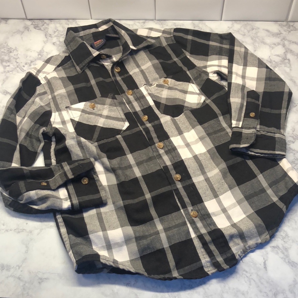 Wrangler Boys Plaid LS Button Down Shirt